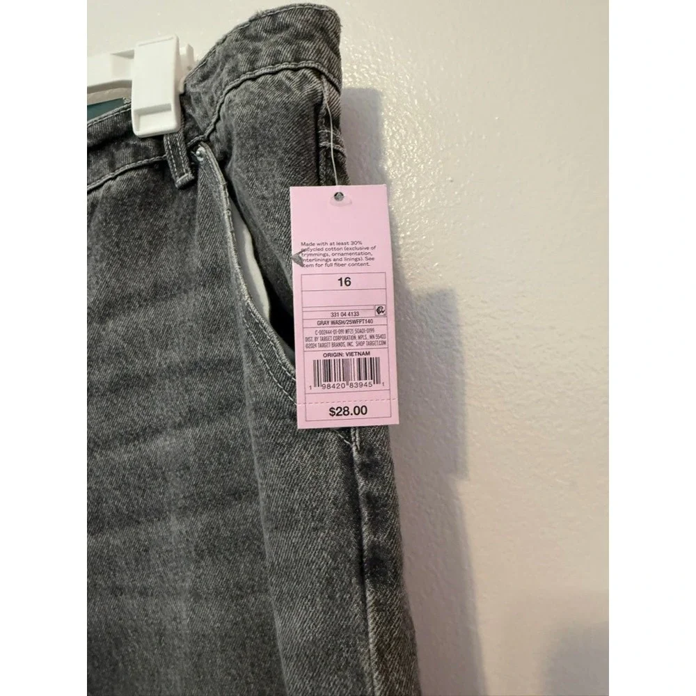 Wild Fable Womens 90s Relaxed Straight Mid-Rise Rigid Denim Jeans Gray 16/31